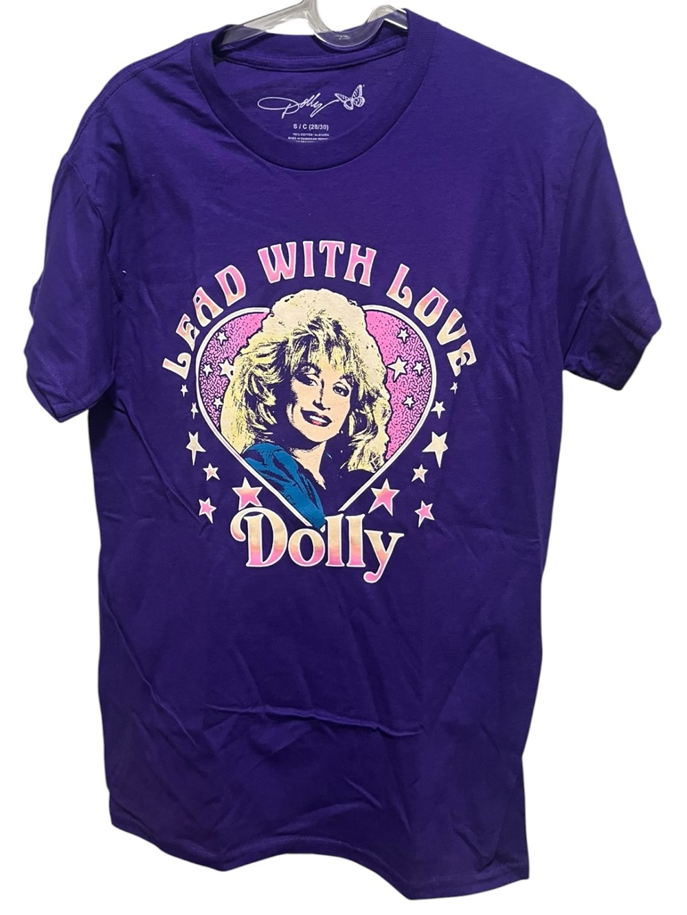 Dolly Parton "Lead With Love" Purple Tee - Size Small NWOT
